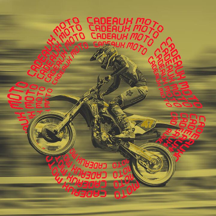 Motocross rider with stylized text calling out motocross gift guide