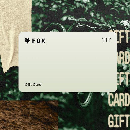 Fox Racing Gift Card with stylized text calling out Gift Cards