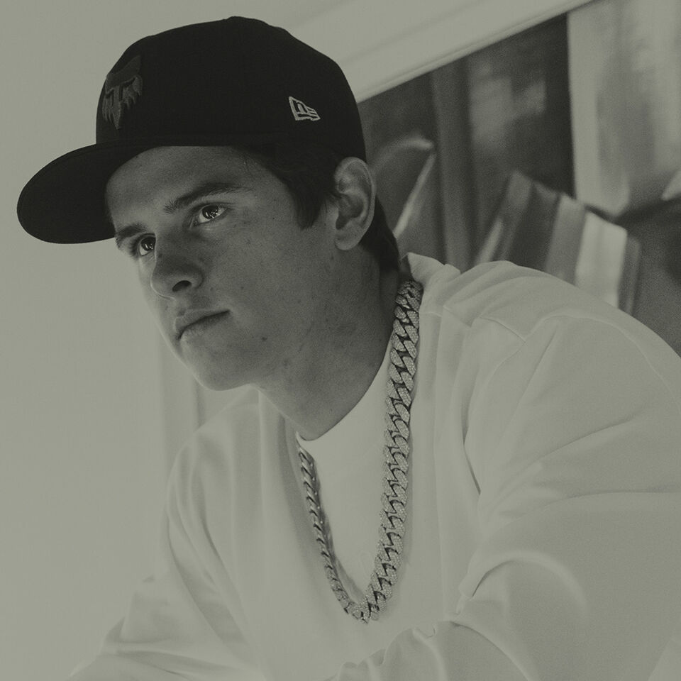 Black and white photo of Haiden Deegan