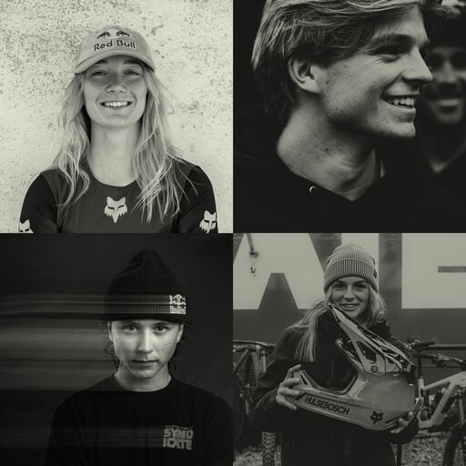 Four athletes in black and white.