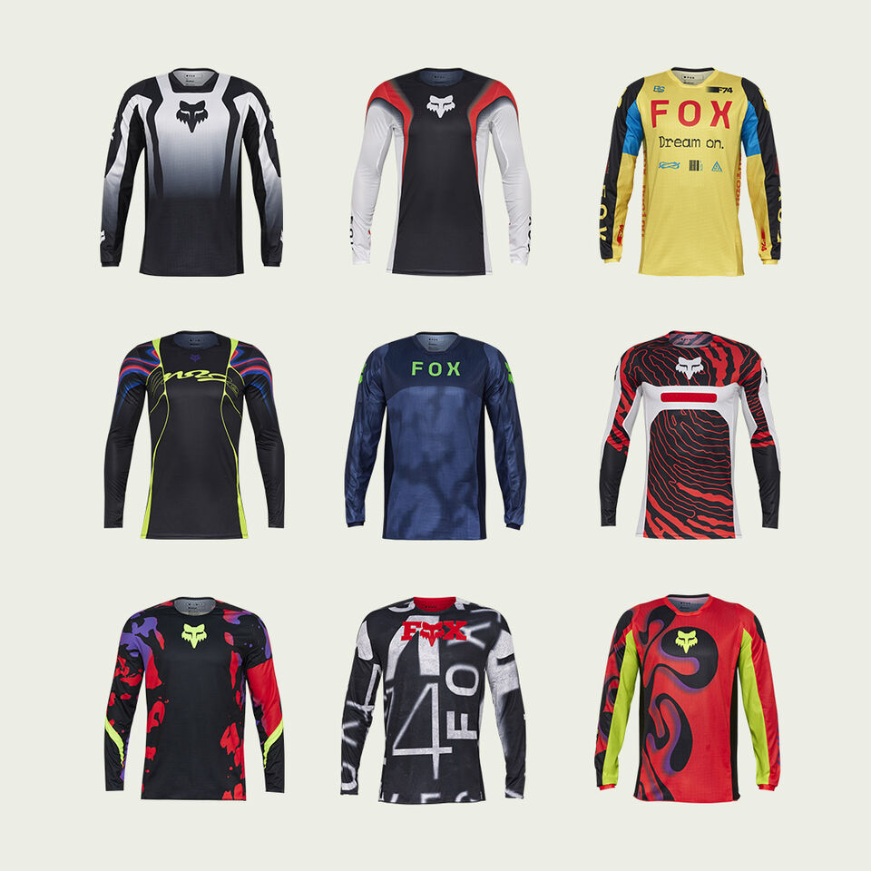 Grid of moto jerseys